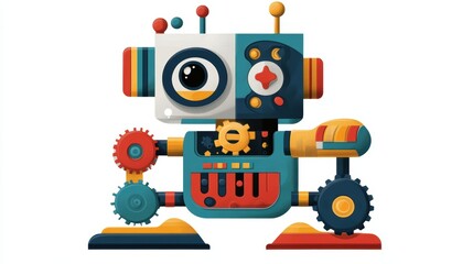 Complex mechanical robot powered by intricate gears and cogs, a glimpse into automation