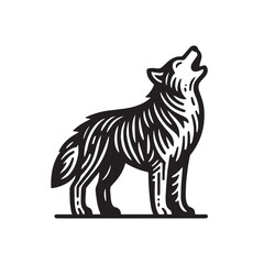 Obraz premium Simple Alaskan Malamute Roaring Vector Icon – Vintage Logo & Retro Illustration