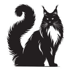 Ethereal Maine Coon silhouette, embodying elegance in motion - Maine Coon illustration - Maine Coon vector - cat silhouette

