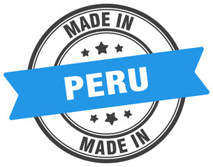 Made in Peru round sign. Made in Peru stamp.
