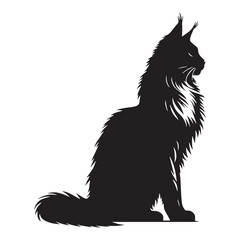 Noble Maine Coon silhouette, blending power with mystery - Maine Coon illustration - Maine Coon vector - cat silhouette

