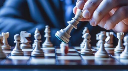 A chessboard with a grandmaster making a decisive strategic move.