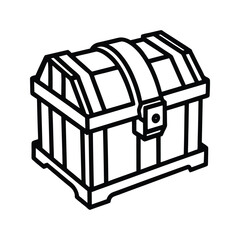 Vintage storage chest silhouette isolated on white background