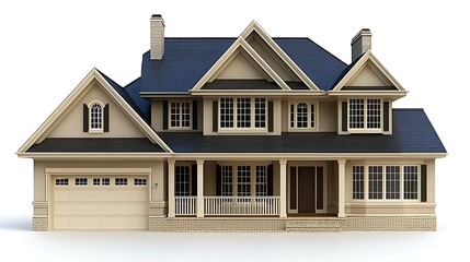 Elegant Two Story House 3D Model