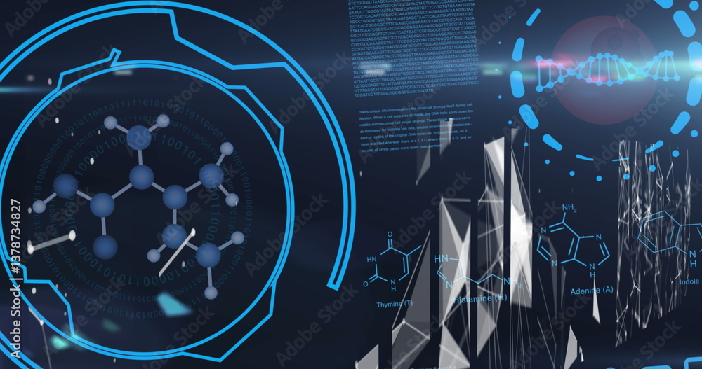 Poster image of digital interface with science data processing over network of connections