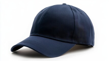 Fototapeta premium Navy Baseball Cap: A classic navy blue baseball cap, featuring a curved visor and a structured design, perfect for outdoor activities or casual wear. 