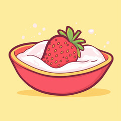 Strawberries on the boat, vector illustration.