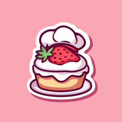 Strawberry cake, vector illustration.