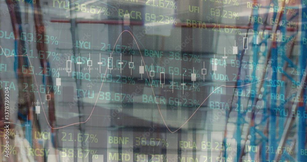 Poster image of data processing over empty warehouse