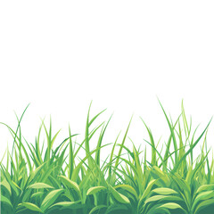 Fototapeta premium isolated transparent Background. Lush green grass illustration with vibrant details, perfect for nature themes