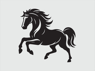 Obraz premium Horse Galloping Silhouette Running on Open Field with Strong Motion and Graceful Pose