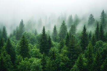 Fototapeta premium Dense green forest absorbing carbon, with a balance of wildlife and plant diversity symbolizing carbon sequestration