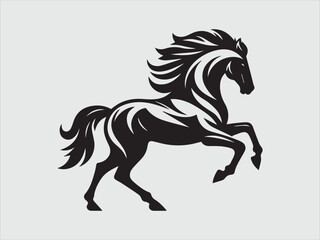 Horse Galloping Silhouette Running on Open Field with Strong Motion and Graceful Pose