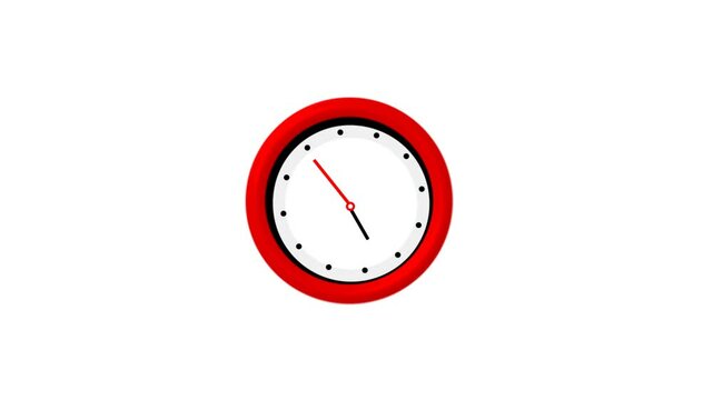 Round red Wall Clock time lapse on black background.wall clock icon moving arrows isolated on black screen. wall alarm clock spinning video. time lapse video.wall clock ticking, Stopwatch. clock face.