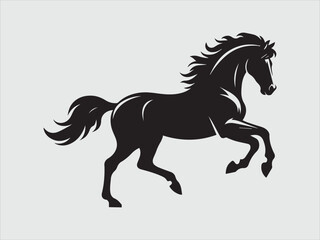 Horse Galloping Silhouette Running on Open Field with Strong Motion and Graceful Pose