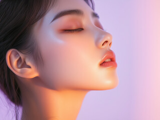 Fototapeta premium Beautiful Asian Korean Cute Girl Trend Portrait Close-up Pictorial
