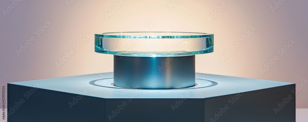 Poster a futuristic floating platform showcasing innovative design and advanced technology in a modern sett