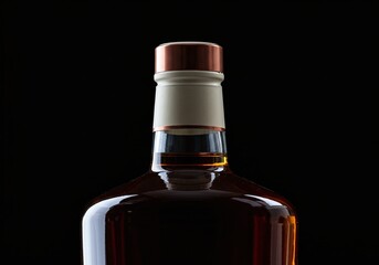 A Close-Up Shot of a Whiskey Bottle Against Black Background