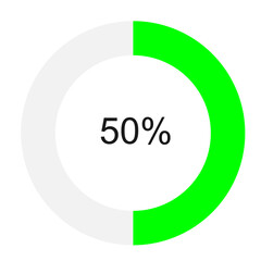 50 percent pie chart,  circle percentage diagrams, ready to use for web design, user interface (UI) or infographics