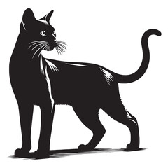 Bold Ocicat silhouette, making a statement of feline confidence - Ocicat illustration - Ocicat vector - cat silhouette

