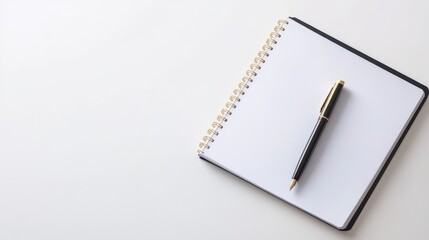 The Art of Note-Taking: A sleek, open notebook rests beside an elegant pen, suggesting the start of ideas, capturing thoughts, journaling, or composing something.
