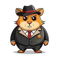 Obraz premium cute gangster hamster cartoon vector art