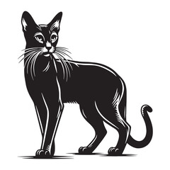 Energetic Ocicat silhouette, reflecting its lively and playful nature - Ocicat illustration - Ocicat vector - cat silhouette

