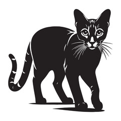 Elegant Ocicat silhouette, embodying both wild beauty and domestic charm - Ocicat illustration - Ocicat vector - cat silhouette

