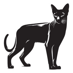 Striking Ocicat silhouette, a perfect depiction of a spotted feline - Ocicat illustration - Ocicat vector - cat silhouette

