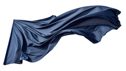 flowing navy blue flag made of silky fabric, showcasing elegant folds and movement, evokes sense of freedom and pride