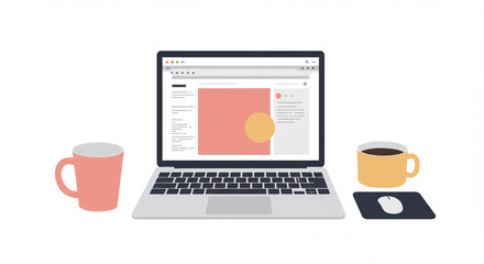 Ordinateur portable avec interface de design graphique, accessoires de bureau.