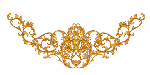Vintage rococo decor with leaves and swirls. Victorian arabesque