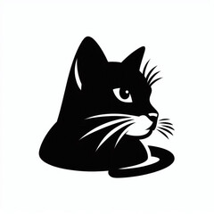 black cat on white background
