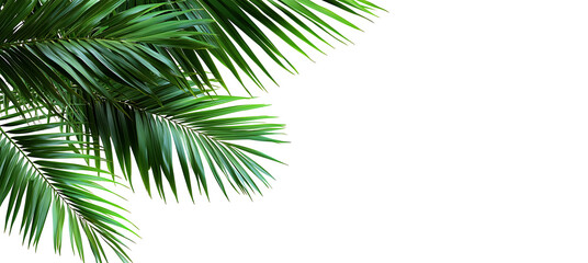 Natural palm leaves on transparent background. Tropical green palm leaves. With space for text, high resolution PNG file © MDShah