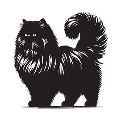 Ethereal Persian cat silhouette, a stunning feline form in shadow - Persian illustration - Persian vector - cat silhouette

