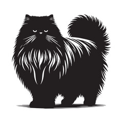 Flawless Persian cat silhouette, the epitome of feline beauty - Persian illustration - Persian vector - cat silhouette

