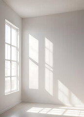 Fototapeta premium Corner of a White Room with Light and Shadow