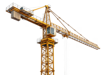 Tower Crane isolated on a transparent background.