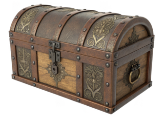 Treasure chest isolated on a transparent background.