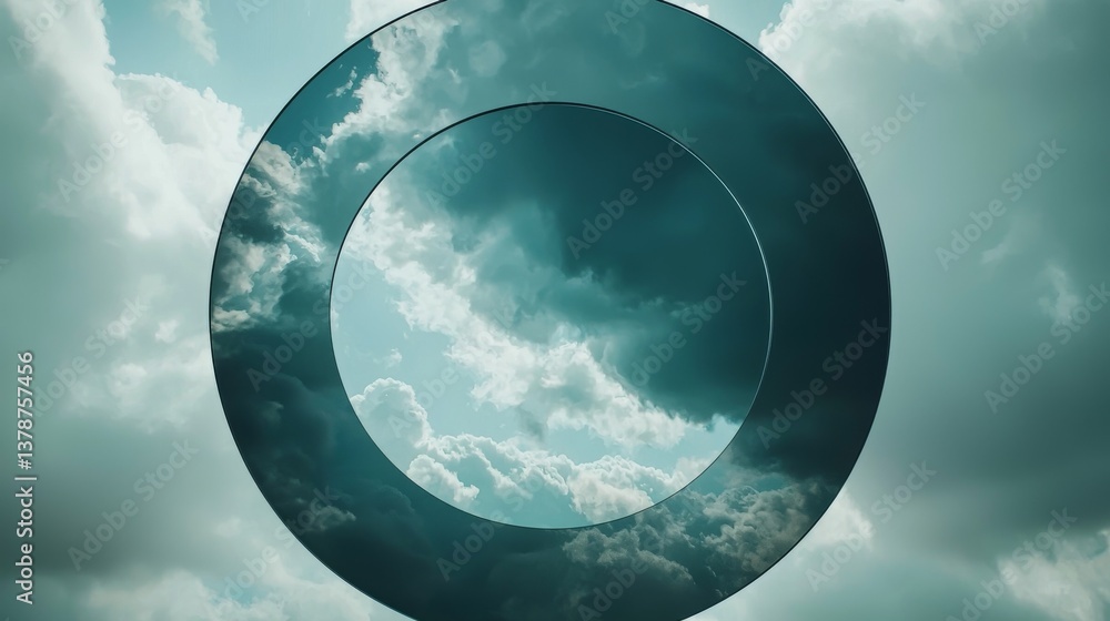 Poster a surreal ring reflection displays clouds and colors, creating an ethereal atmosphere. perfect for a
