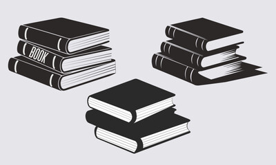 Black and White Book Stack Illustration