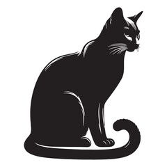 Playful Russian Blue cat silhouette, capturing its agile and curious nature - Russian Blue illustration - Russian Blue vector - cat silhouette

