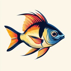 Fototapeta premium Colorful graphic illustration of a tropical fish swimming in clear water showcasing vibrant patterns and striking colors