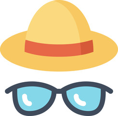 glasses and hat flat web icon concept