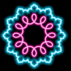 Bright neon image of mandala. Neon gradient pattern on a black background. Element of decor. To design. Universal application. Vector illustrationAdobe Illustrator Artwork