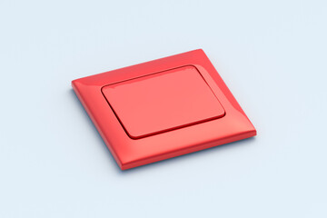 Wall mounted electric switcher on light gray background. Interior element. Light toggle. 3d render