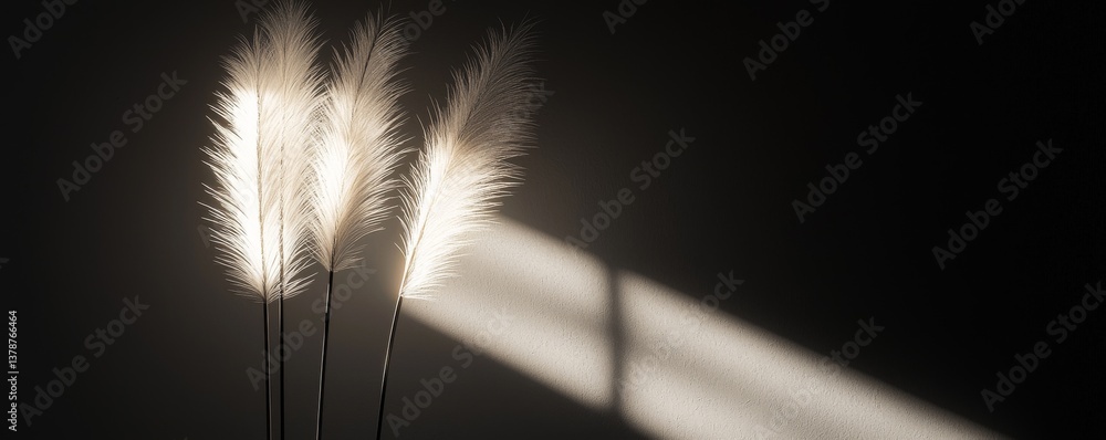 Aufkleber elegant pampas grass illuminated by soft light, creating a serene atmosphere and emphasizing the bea