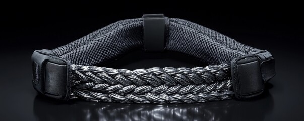 Stylish braided bracelet made of black materials, perfect accessory for casual or formal outfits showcasing modern design aesthetics.