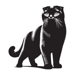 Loyal Scottish Fold silhouette, embodying devotion and playfulness - Scottish Fold illustration - Scottish Fold vector - cat silhouette

