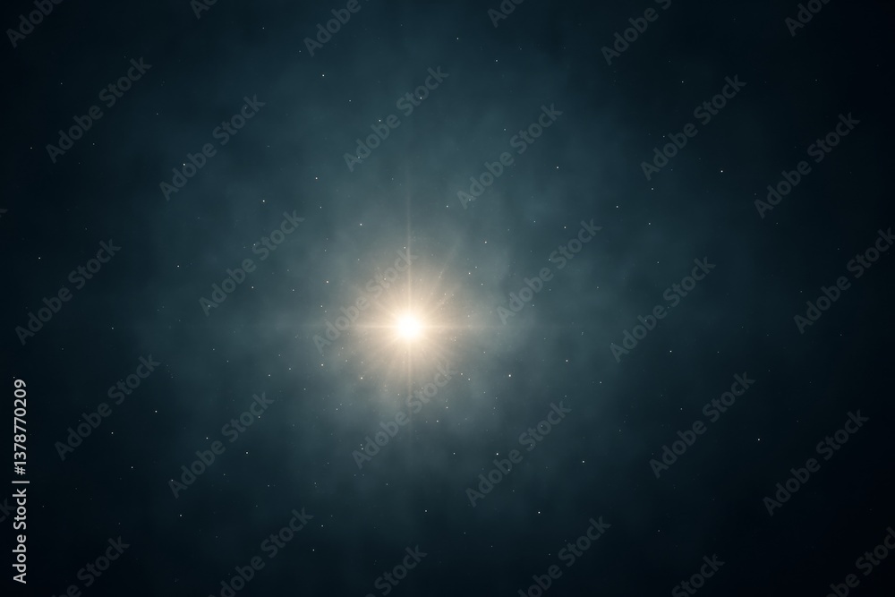 Poster light from a brilliant star illuminating surrounding interstellar clouds and dust, creating a mesmer